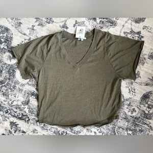 Z Supply Green V-Neck Slouchy Shirt Sz Small Oversized